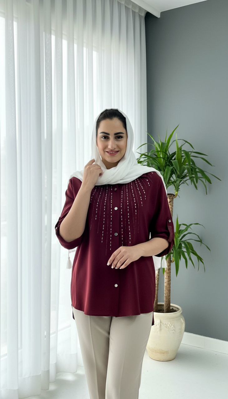 شومیز جواهر نگین دوزی ، شومیز زنانه و دخترانه جواهر نگین دار