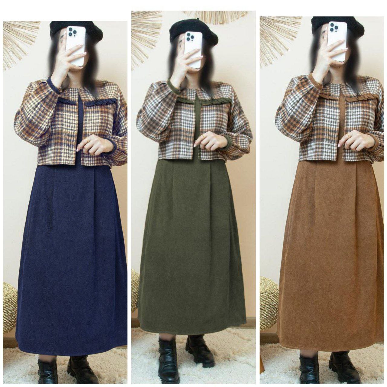 کت و سارافون پشمی موهر دار درجه یک زنانه غزال ، کت سارافون زنانه زمستانه پشمی موهر