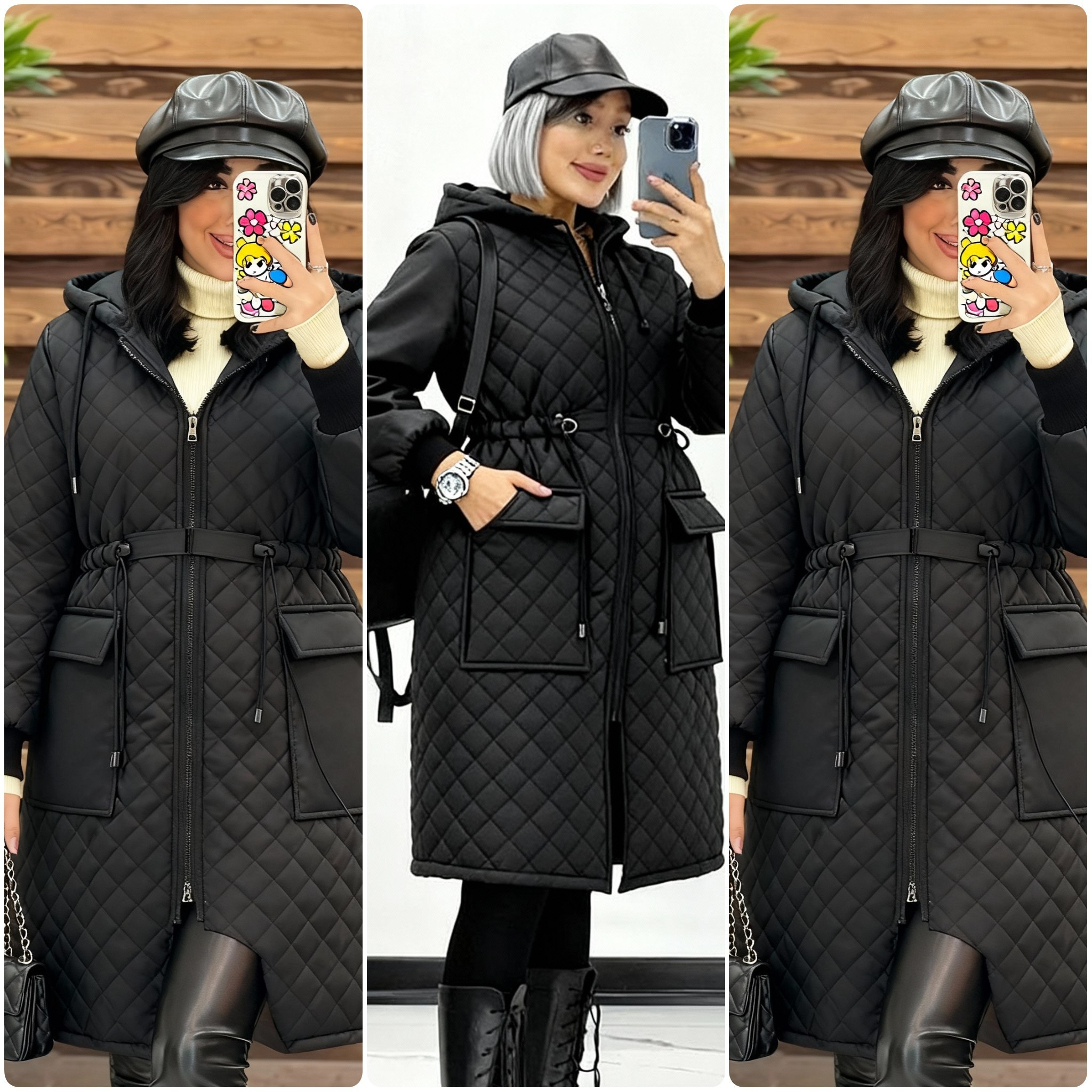 کاپشن زنانه و دخترانه بلند داخل پشم شیشه و خیلی گرم ، کاپشن شیک و گرم زنانه و دخترانه جدید