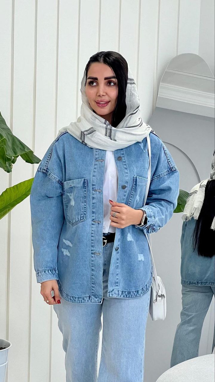 کت جین دو جیب زنانه درجه یک ، شومیز جین درجه یک زنانه