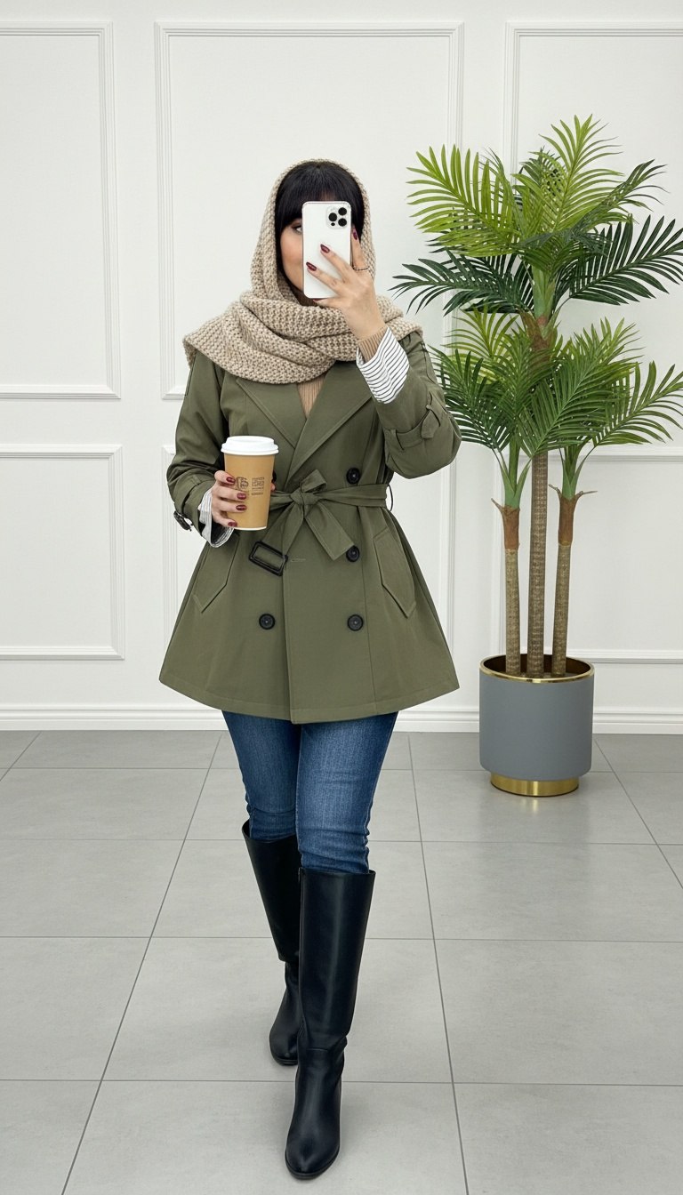 پالتو بارونی کوتاه کتان زنانه و دخترانه ، بارونی کتان زنانه و دخترانه جدید