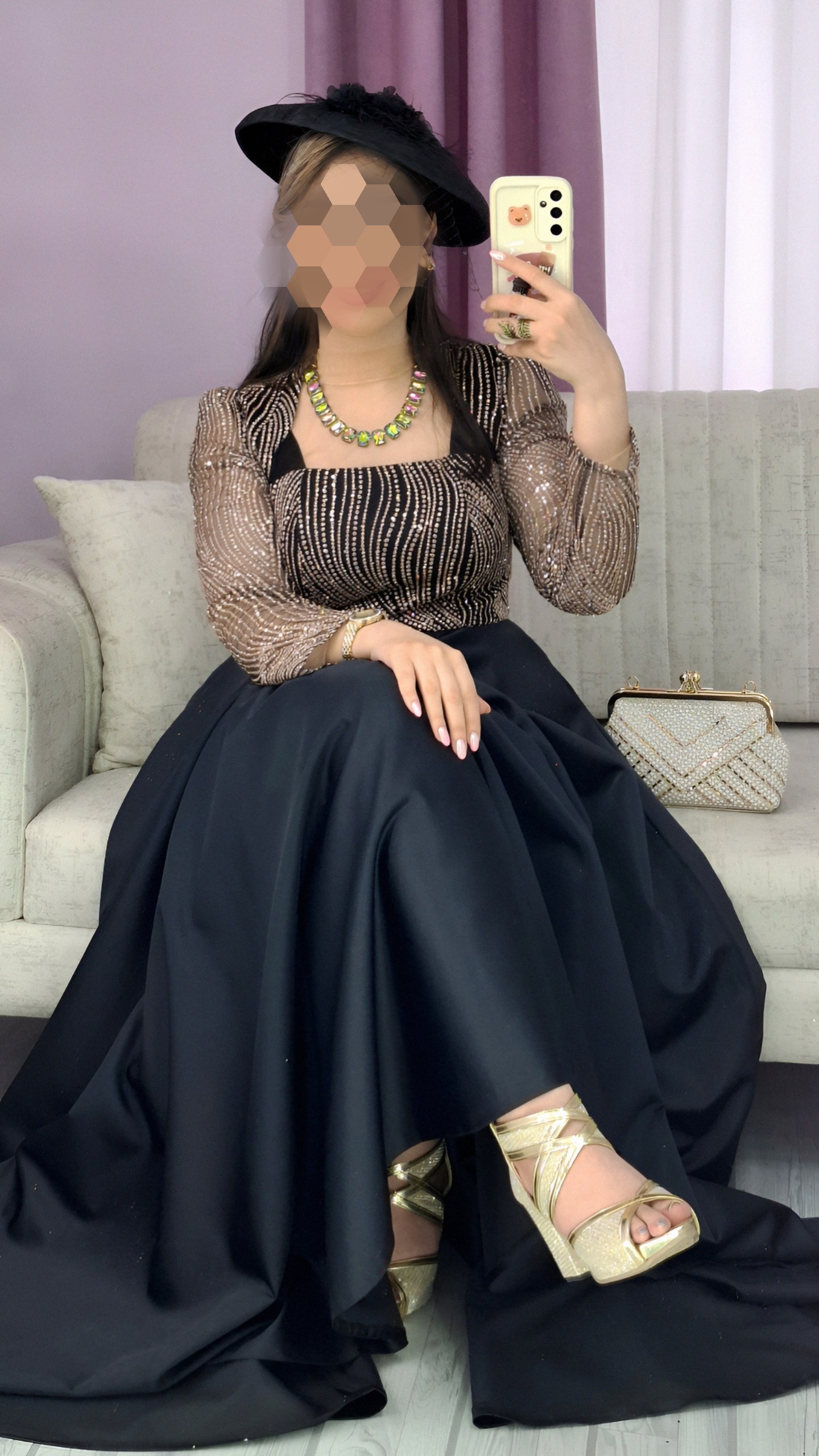 لباس مجلسی زنانه حریر شاین برجسته و دامن ساتن آمریکایی اصل جدید و ترند ، لباس مجلسی جدید زنانه با یقه خاص و جذاب