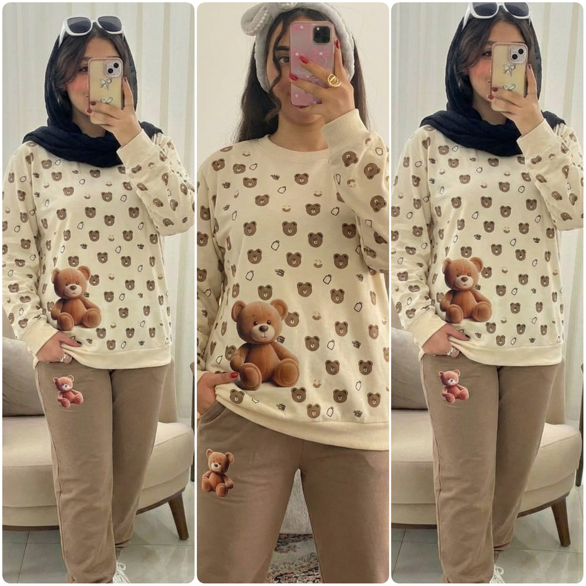 ست بلوز و شلوار زنانه خرسی خانگی ، ست دورس و شلوار خرسی خانگی زنانه