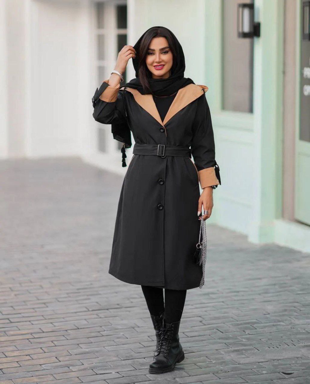 بارانی کتان درجه یک ترانه ، بارانی کتان کجراه درجه یک زنانه و دخترانه جدید ، بارانی کتان پاییزه و زمستانه زنانه