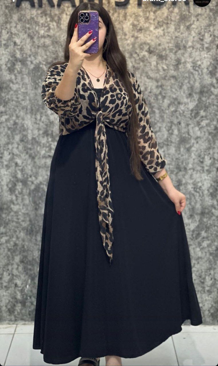 سارافون رویه پلنگی زنانه جدید و شیک ، سارافون و رویه پلنگی عیدانه زنانه