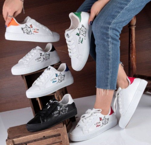 کفش ونس زنانه و دخترانه مربه ، ونس گربه زنانه شیک و کیوت