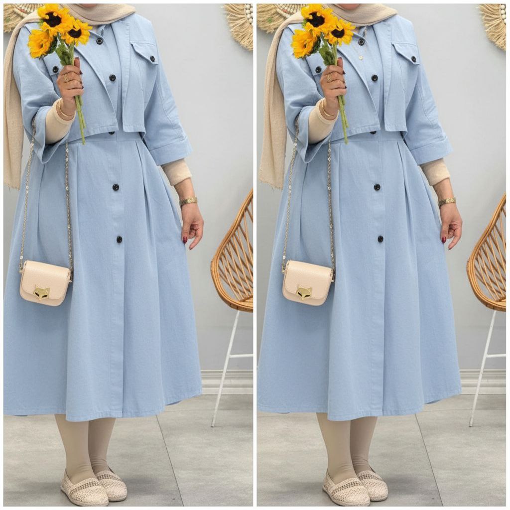 کت و سارافون زنانه و شیک چیچک ، کت و سارافون زنانه ابی اسمونی