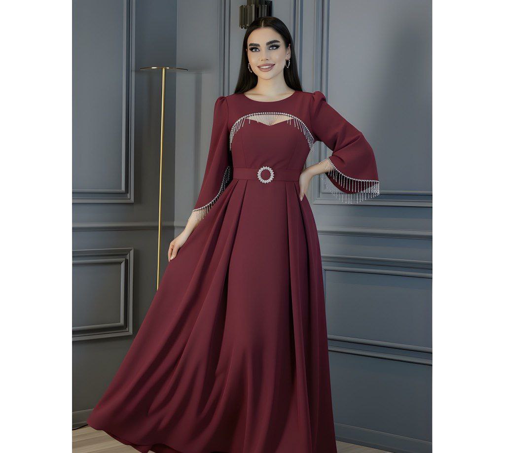 لباس مجلسی زنانه و دخترانه آستین و یقه زنجیری شیک