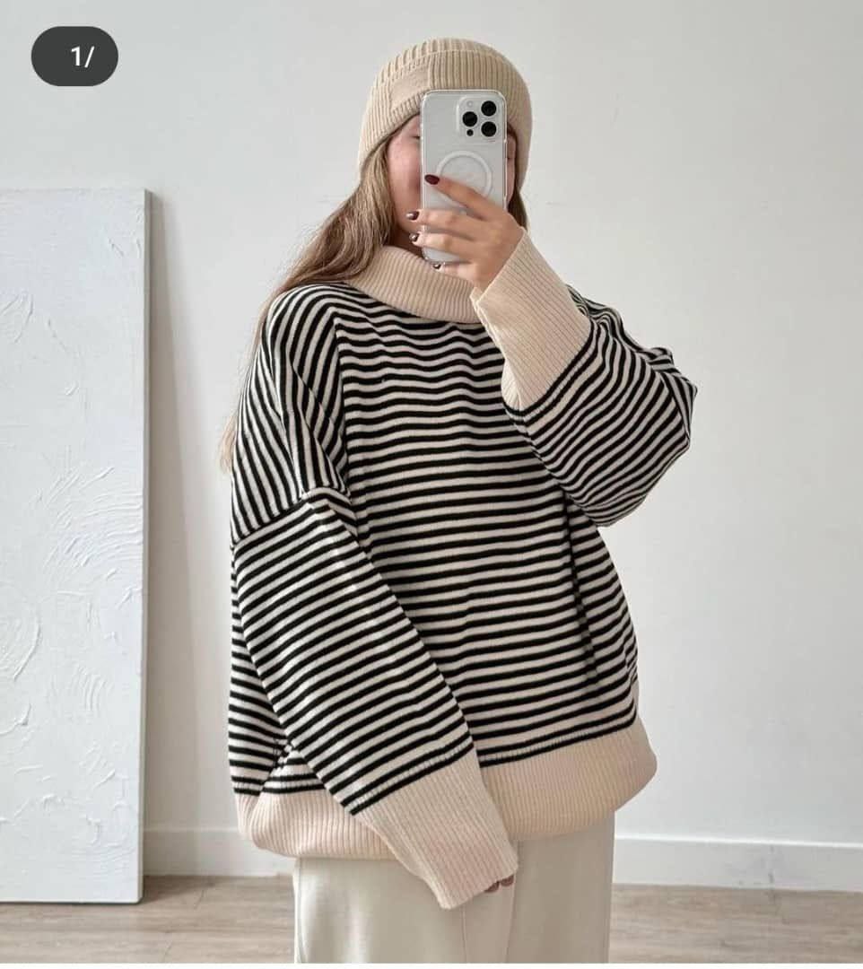 بافت راه راه زنانه و دخترانه شیک و جذاب ، بافت زنانه راه راه خاص و جدید