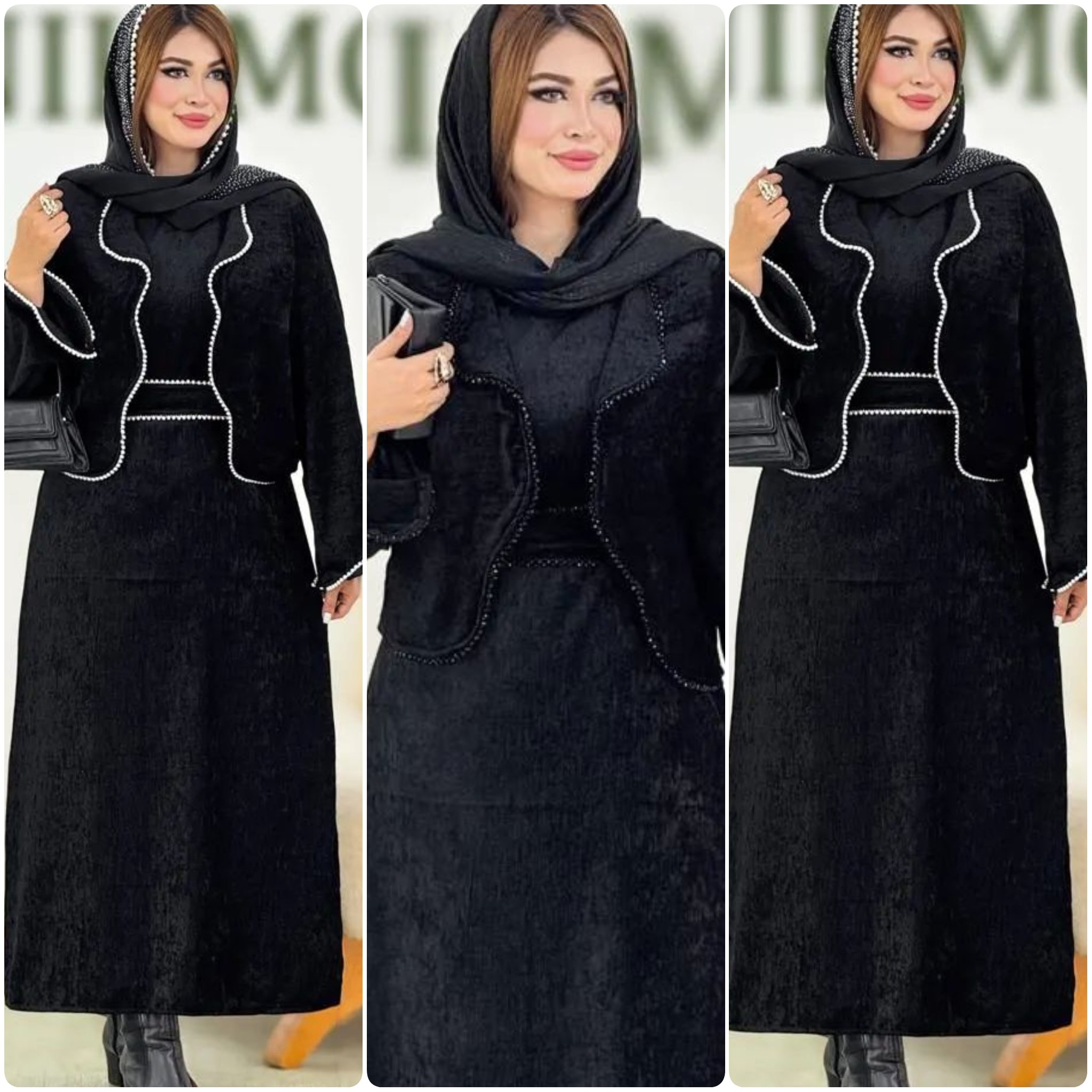 ست سه تیکه کت پ سارافون و کمربند زنانه و دخترانه ، ست کت سارافون و کمربند زنانه مخمل درجه یک