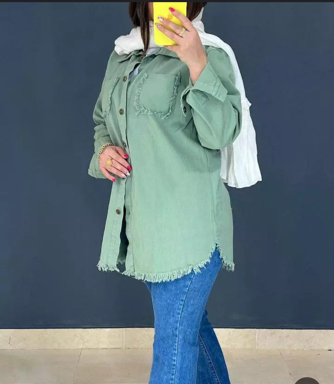 شومیز ریش دار کتان درجه یک زنانه ، شومیز مانتویی زنانه کتان درجه یک