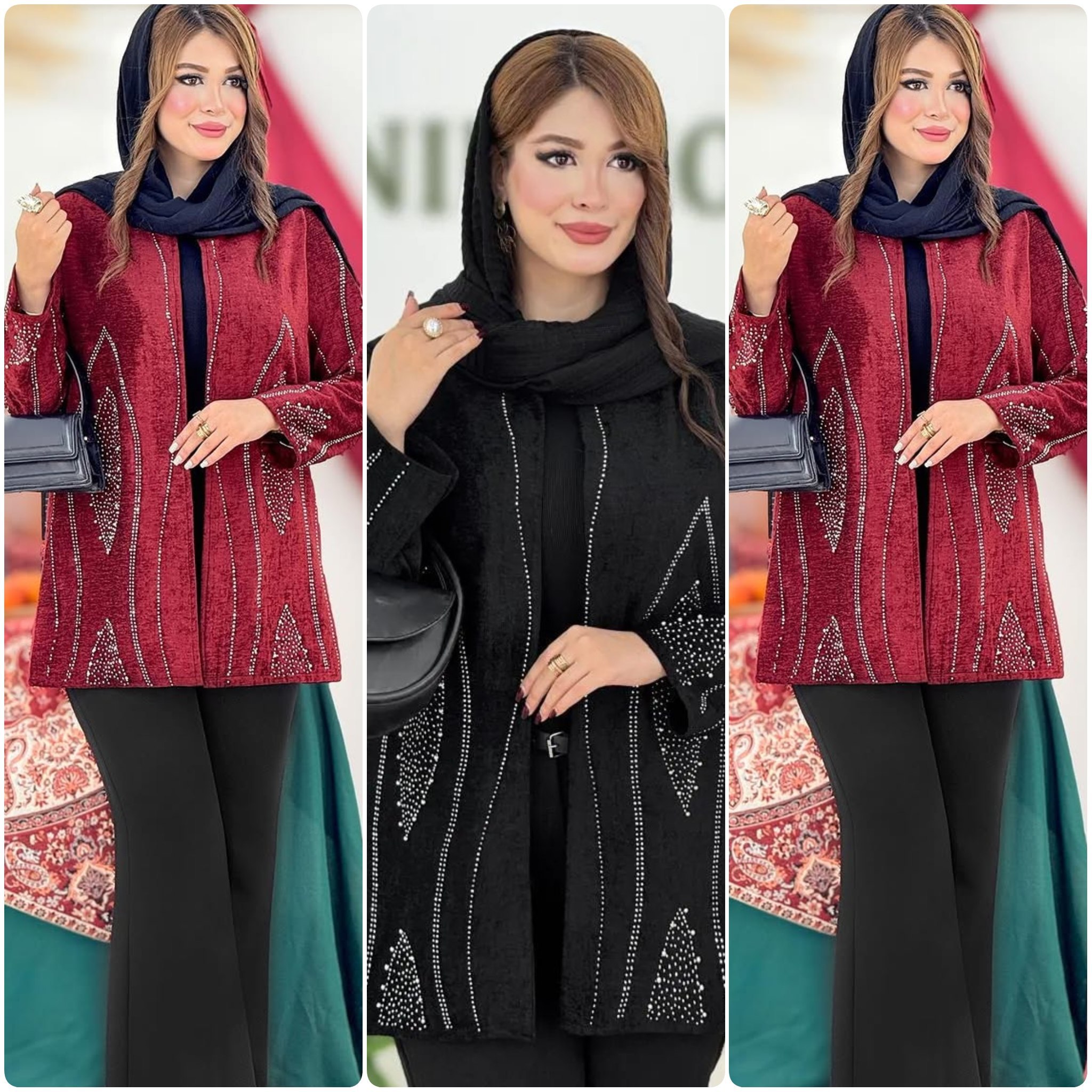 کت مخمل مجلسی زنانه ، مانتو مجلسی مخمل زنانه و دخترانه نگینی