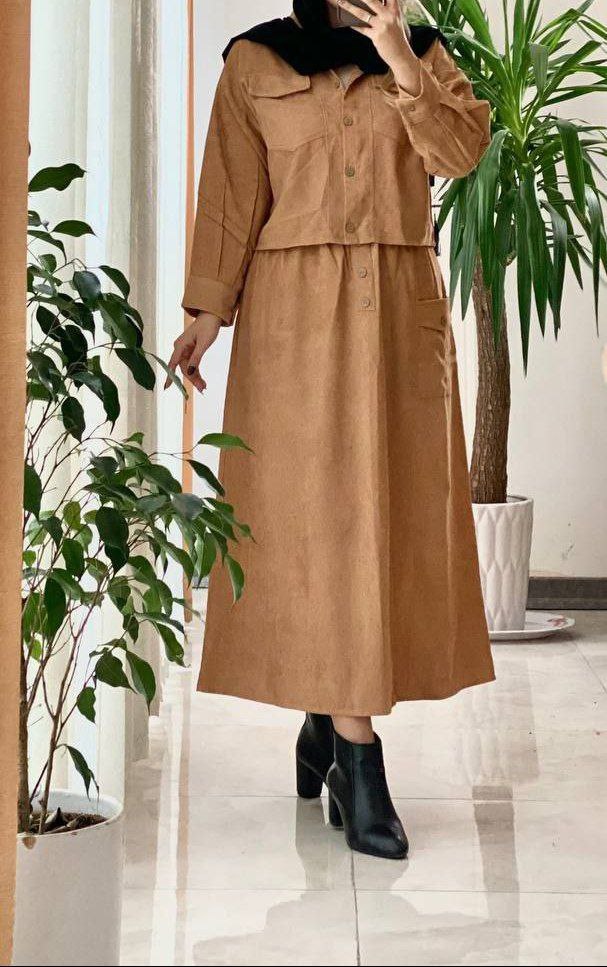 ست کت و دامن زنانه و دخترانه مخمل کبریتی ، ست کت دامن زنانه مخمل کبریتی جدید