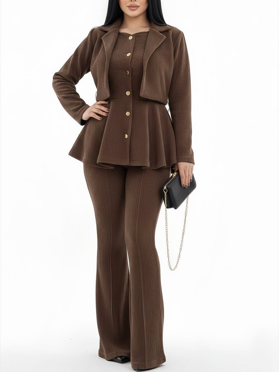 ست سه تیکه کت و شلوار و سارافون زنانه کبریتی عیدانه ، ست کراپ کت و شلوار و سارافون کوتاه زنانه درجه یک و شیک و عیدانه و ترند