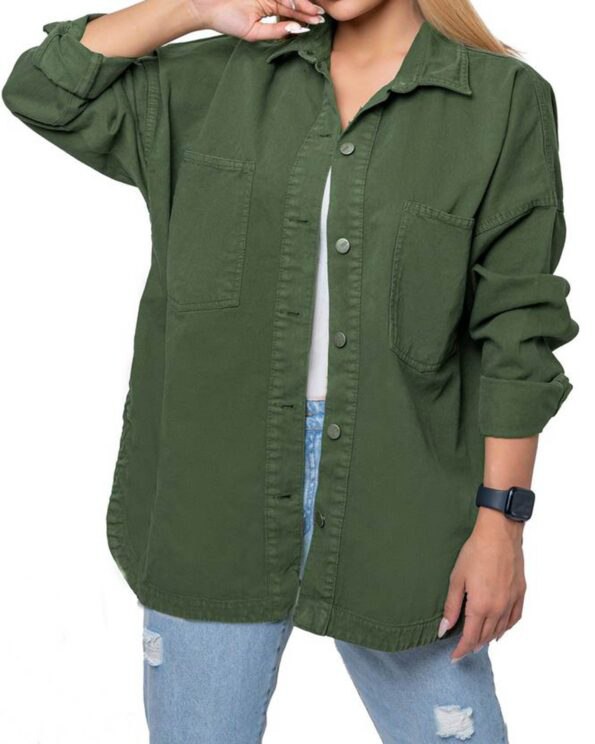 شومیز دو جیب زنانه لنین ، شومیز مانتویی دو جیب لنین خوش پوش زنانه