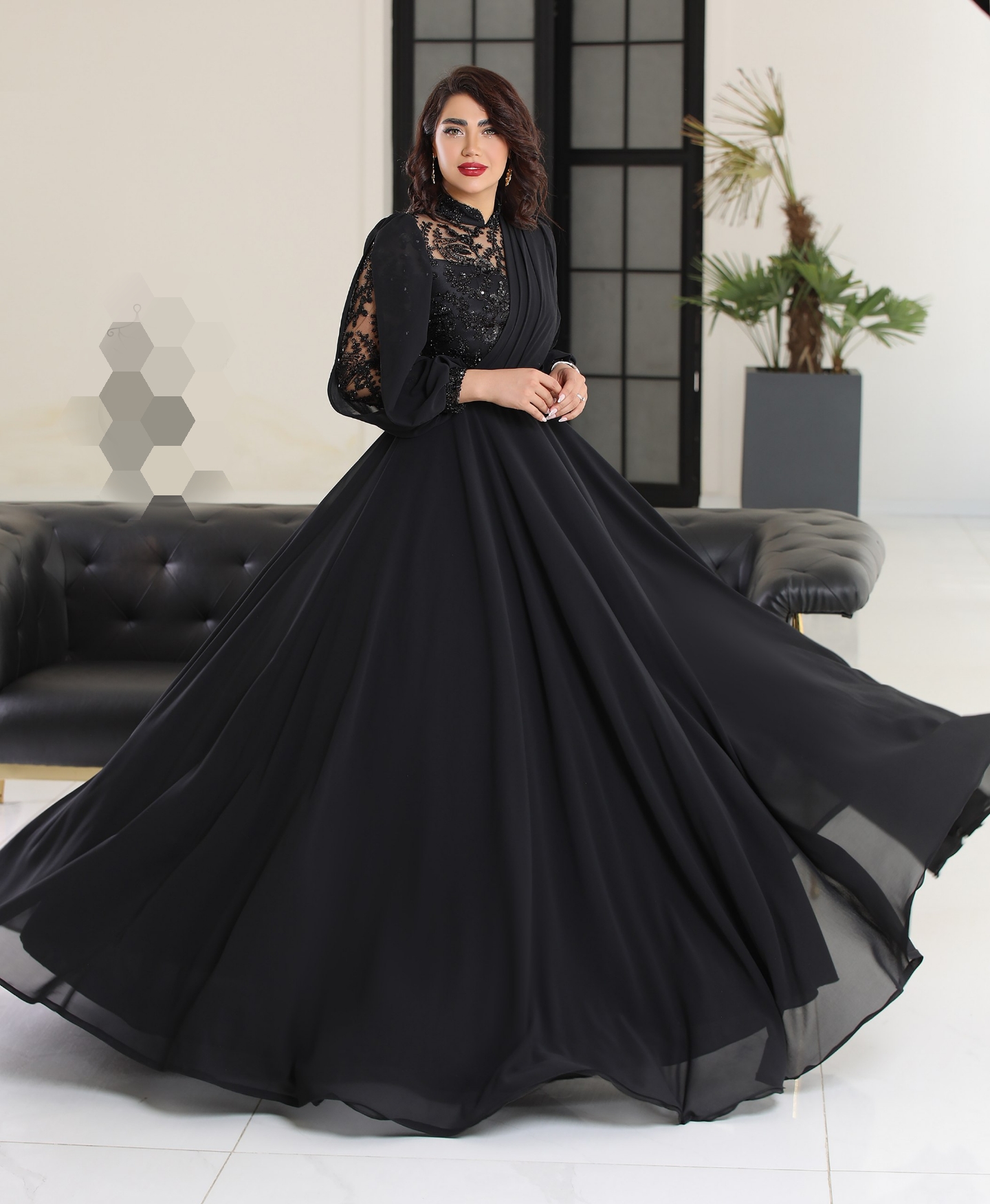 لباس مجلسی مشکی زنانه گلرخ شیک و جذاب ، لباس مجلسی زنانه جدید گلرخ ترند و جدید