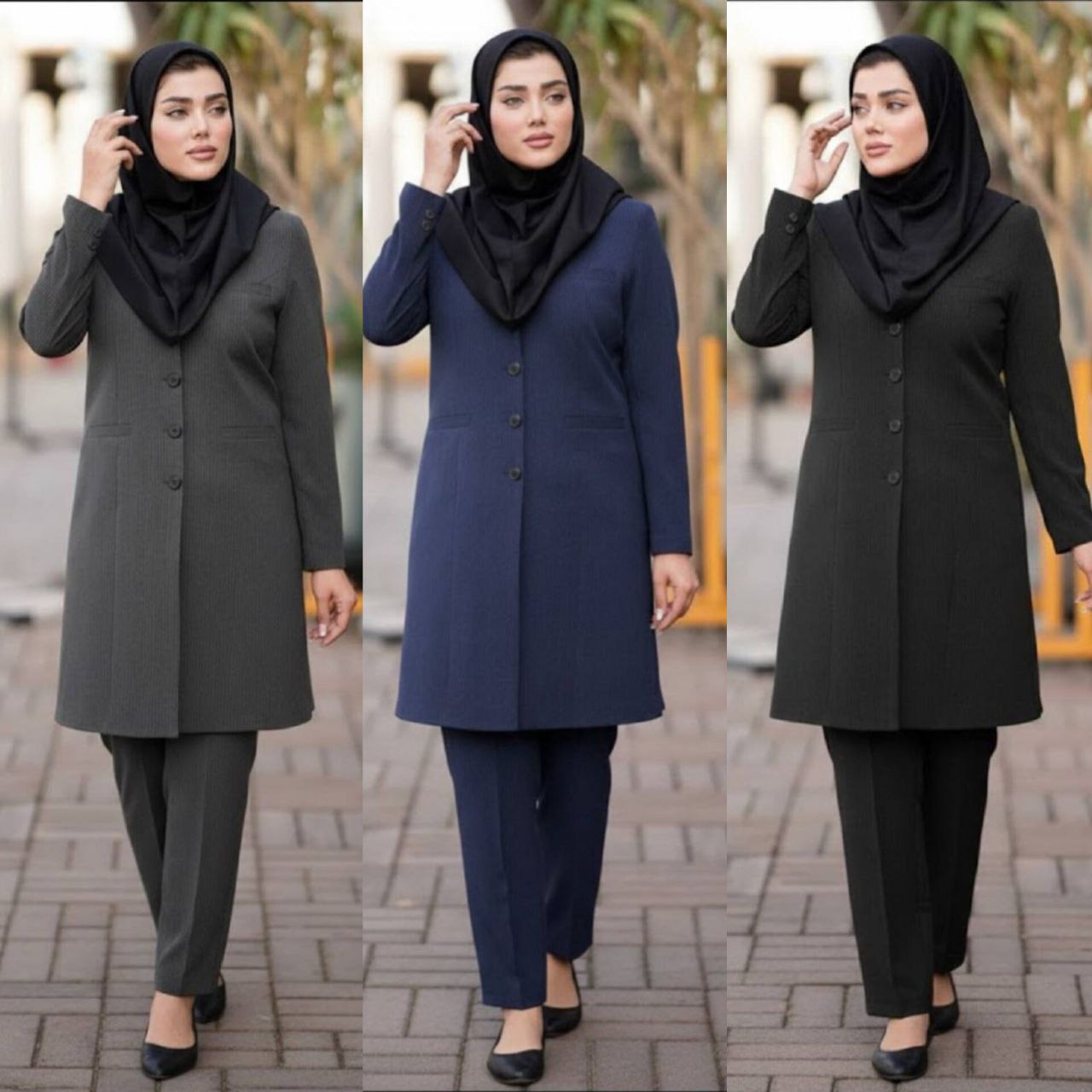 ست اداری زنانه و دخترانه شبه فاستونی خیلی با کیفیت ، ست مانتو شلوار اداری کارمندی زنانه و دخترانه شیک