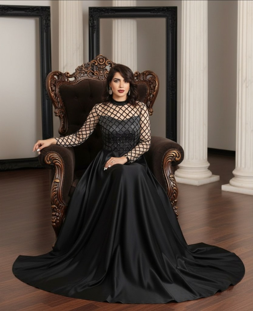 لباس مجلسی پولک ترک و ساتن امریکایی زنانه بسیار خاص و فاخر ، شیک ترین لباس مجلسی زنانه جدید ساتن امریکایی اصل و پولک ترک