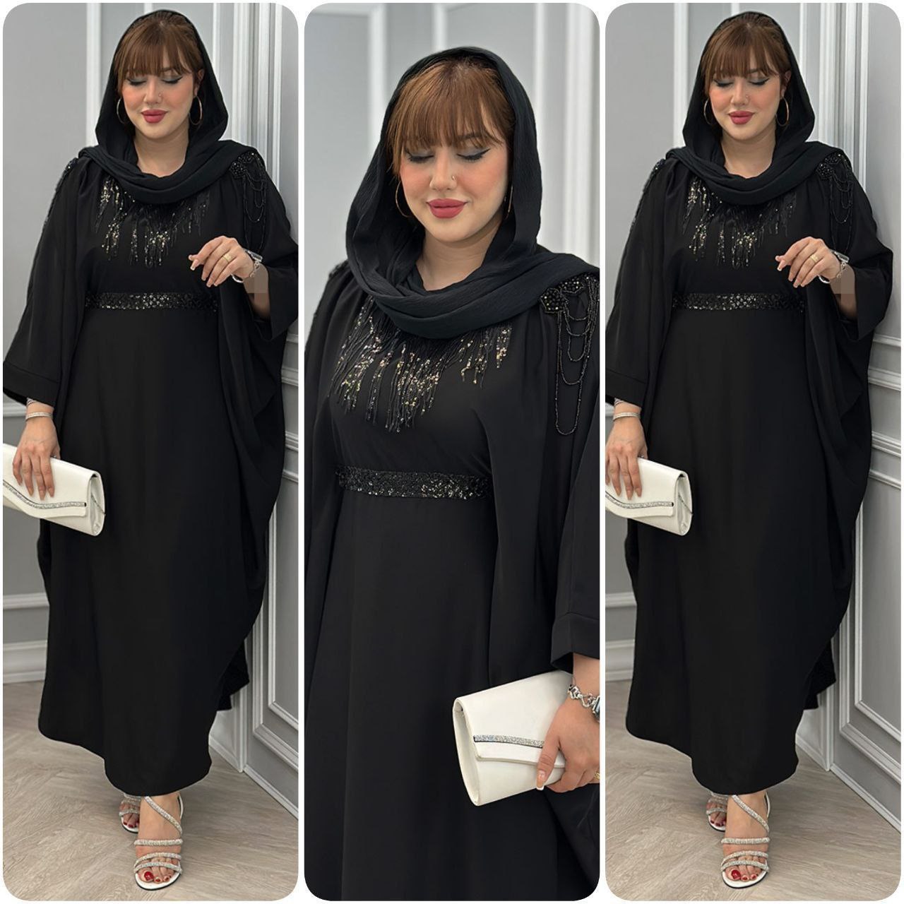 مانتو عبایی سردوش دار زنانه و دخترانه الیزه درجه یک ، عبای زنانه و دخترانه شیک سردوش گلدوزی شده